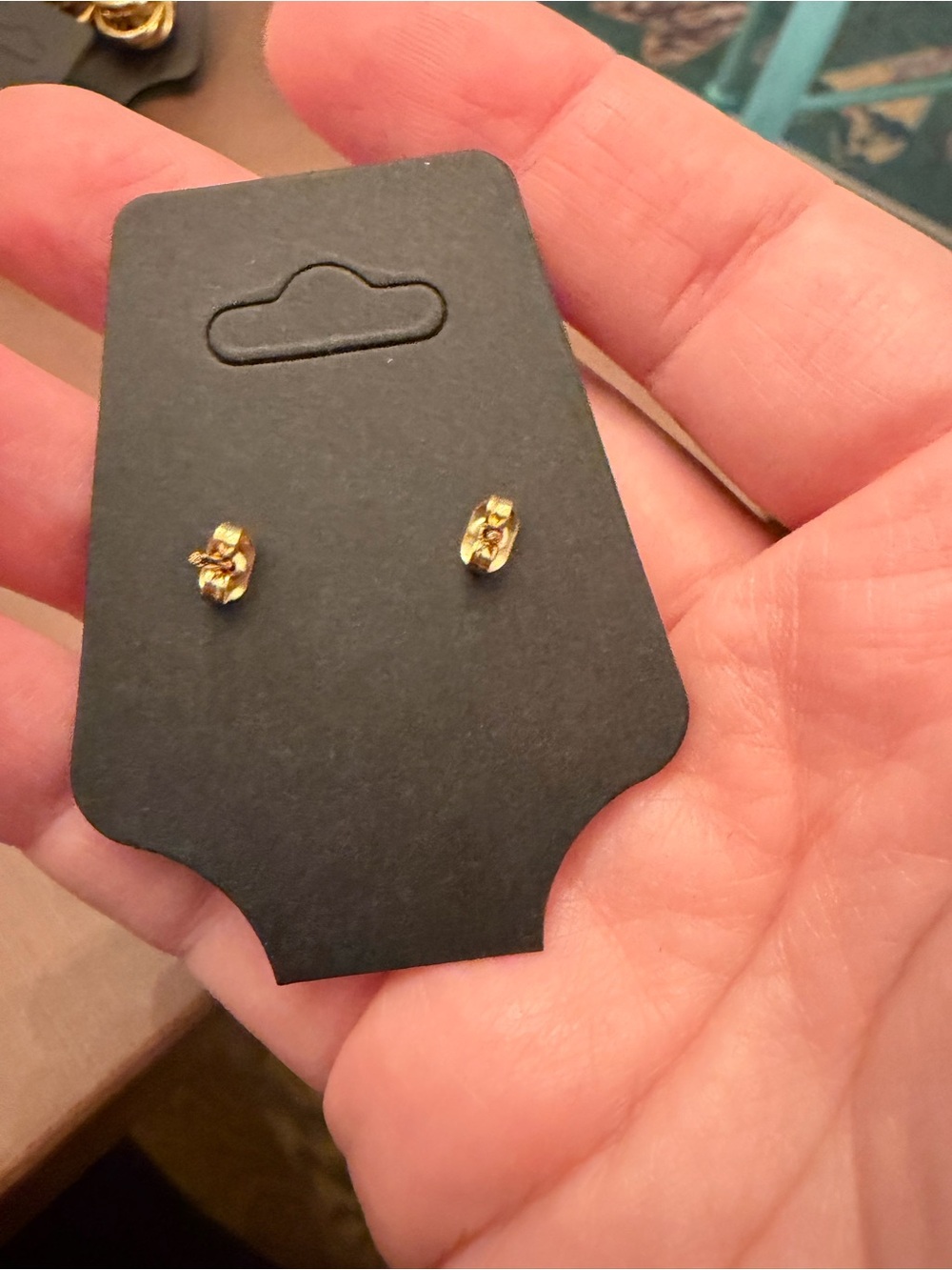 Gold Crescent Moon Drop Gemstone Earrings - Picture 5 of 6